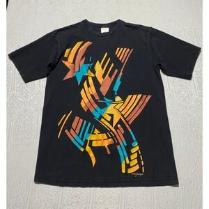 Vintage 1993 Gilda Marx Abstract Graphic T-Shirt Black One Size Fits All 90s Art